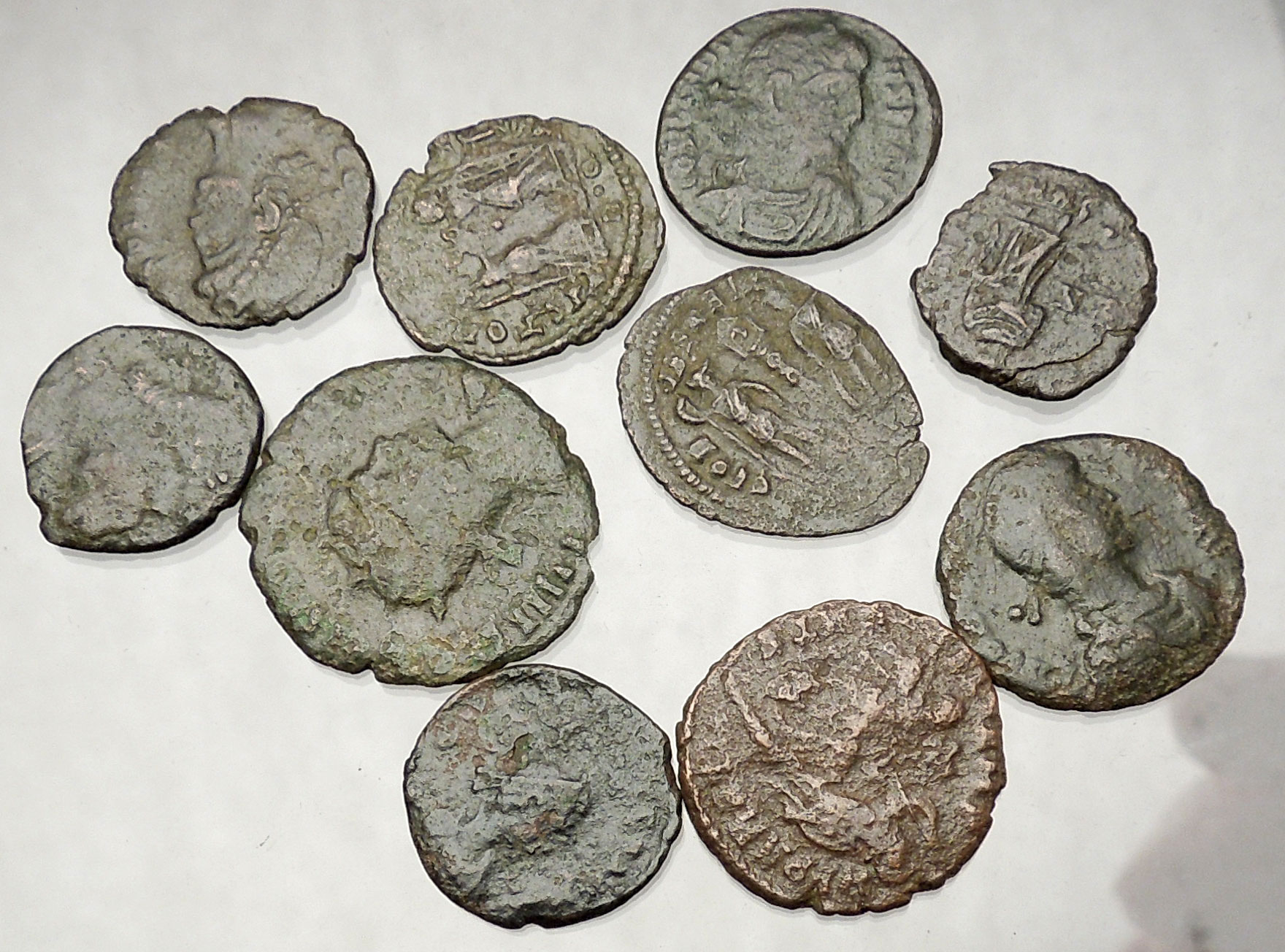 250-450ad Group Lot Of 10 Authentic Ancient Roman Coins Collection Kit 