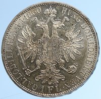 1860 A AUSTRIA KING FRANZ JOSEPH I Eagle Proof-like Silver Florin