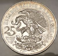   XIX Mexico City 1968 SILVER Authentic Mexican Coin Mexican Coat  