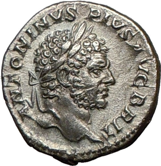 Caracalla 210AD Ancient Silver Roman Coin Moneta Protectress of Funds