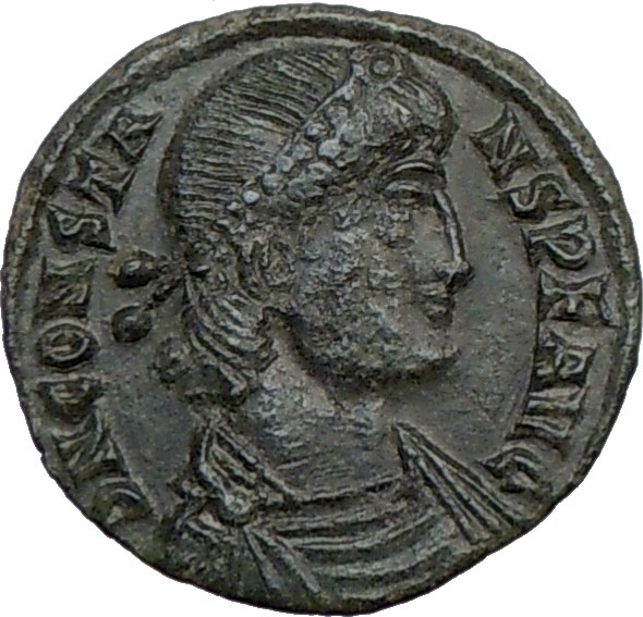 CONSTANS Constantine I son Ancient Roman Coin GALLEY CHI-RHO CHRIST ...