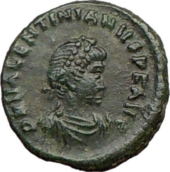 VALENTINIAN II 388AD Christogram Angel Victory Ancient Roman Coin 