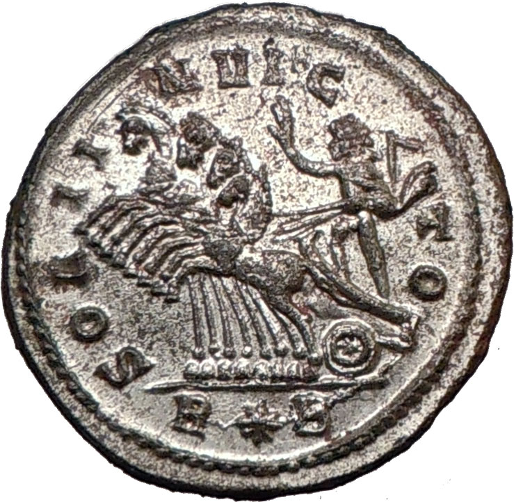 PROBUS 278AD Rome SOL INVICTUS CHARIOT Authentic Ancient Silvered 