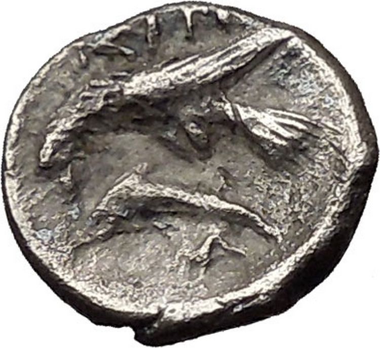   Dioscuri Twins 400BC Ancient SILVER Greek Coin EAGLE Rare  