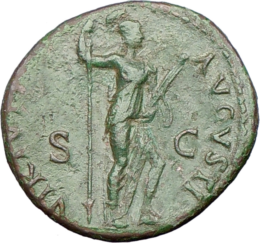 Domitian 92AD Large Ancient Roman Coin Virtus w spear & parazonium i27367