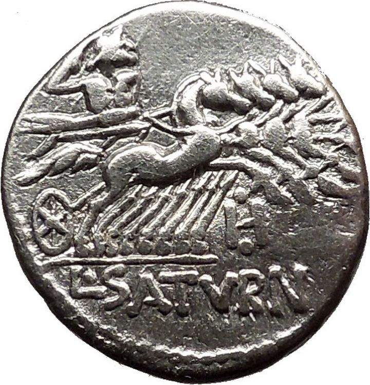 Roman Republic Saturn Horse Chariot 104BC Ancient Silver Coin Roma Cult ...