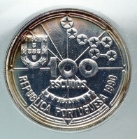 1990 PORTUGAL Golden Age CELESTIAL NAVIGATION Old Proof Silver 100ES Coin i84830
