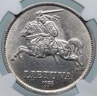 1936 LITHUANIA VYTAUTAS the GREAT Vintage Silver 10 Litai Lithuanian Coin i85314