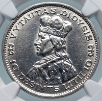 1936 LITHUANIA VYTAUTAS the GREAT Vintage Silver 10 Litai Lithuanian Coin i85314