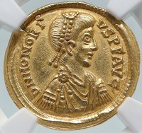 HONORIUS Authentic Ancient 395AD Gold Solidus Roman Coin of RAVENNA NGC i86550